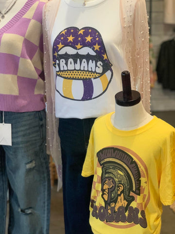 Purple and gold Trojans mouth Trojans graphic tee -28
