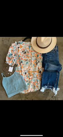 Floral tie front top