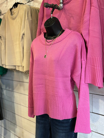 Wide Sleeve Sweater Pink