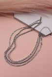 Sliver JOSSLYN RHINESTONE ROPE MULTI LAYER CHAIN NECKLACE