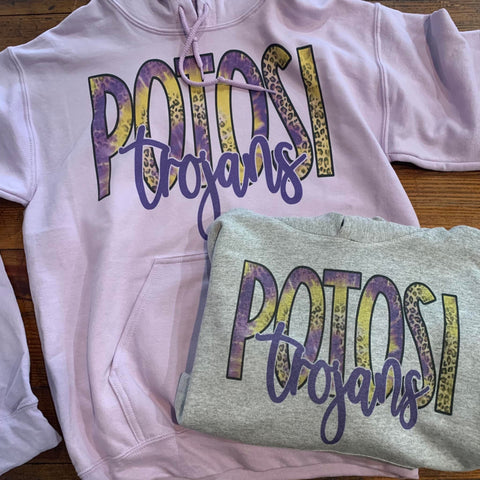 Purple and gold potosi Trojans graphic tee -64