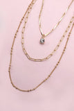 Gold SINGLE RHINESTONE PENDANT LAYER NECKLACE