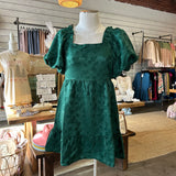 Square neck forest holiday party mini dress