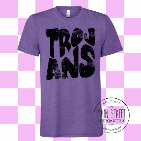 Distressed Trojans Graphic Top