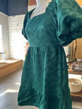 Square neck forest holiday party mini dress