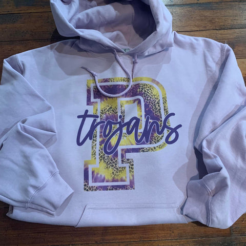 Purple and gold P Trojans graphic tee -65