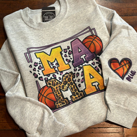 Basketball Mama Personalized Heart Graphic Top