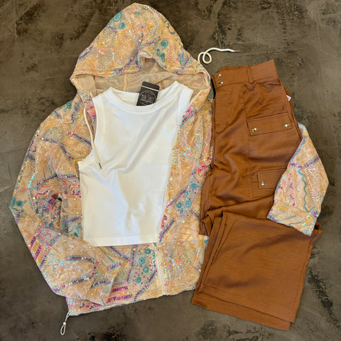 Sequin Lights Zipper Jacket