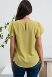 Lace Shoulder Woven Top