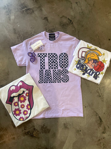 Checkered Retro Trojans Graphic Top