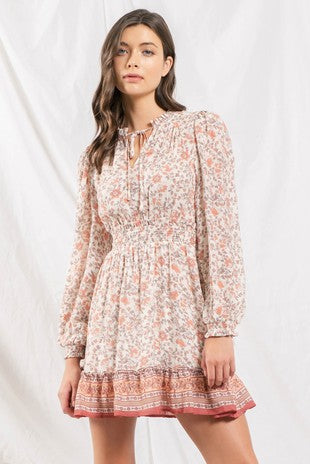 Empire Waist Boarder Skirt Mini Dress