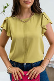 Lace Shoulder Woven Top