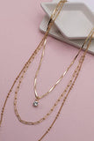 Gold SINGLE RHINESTONE PENDANT LAYER NECKLACE