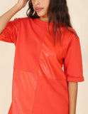 Faux Leather Block Dress