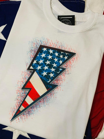 American USA Lightning Bolt Graphic Top