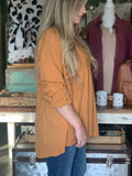 Mustard woven v neck top