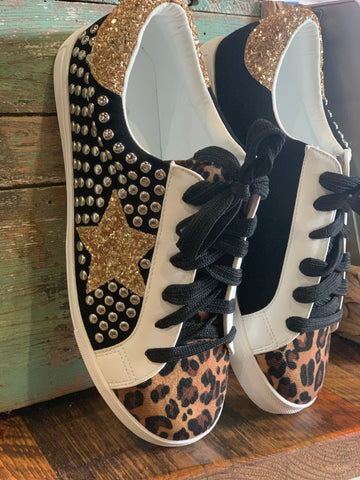 Leopard and Gold Sneaker
