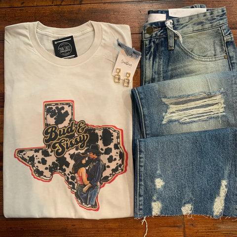 Bud and Sissy Texas Graphic Top